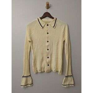 Han Wen Studio Cashmere Distressed  Cardigan Sweater Avant-Garde Designer Medium